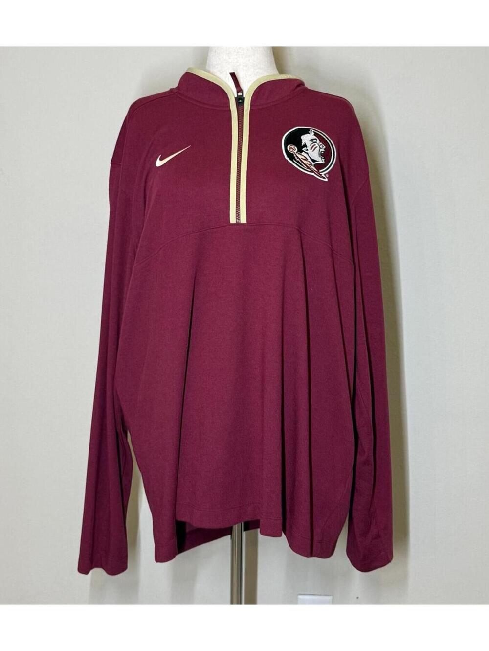 New Men's FSU Florida State Seminoles Nike Dri-Fit 1/4 Zip Pullover 3XL